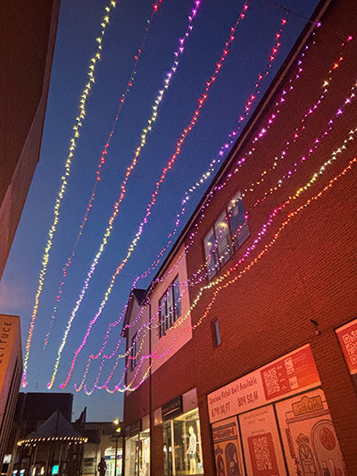 String lights in rainbow colours