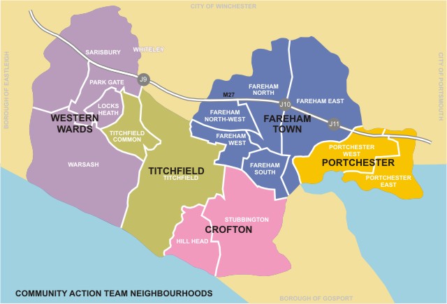 A map showing which electoral wards are in which CAT area