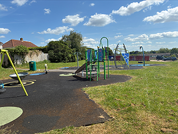 Bellfield play area with blue skies