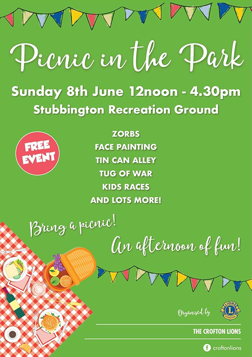 Picnic in the Park Sunday 8 June 12 noon - 4.30pm Stubbington recreation ground, free event