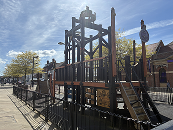 Large climbing frame at West street play area on the Fareham highstreet