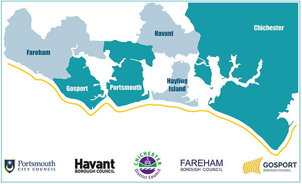 Map showing coastal boundaries