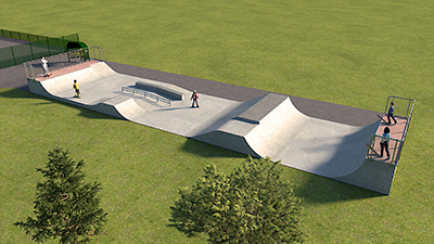 CGI image of the wicor skate park