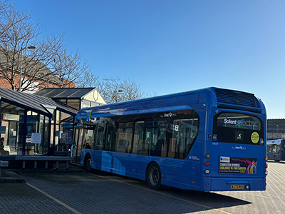 Fareham Bus Station with electric bus parked in bay