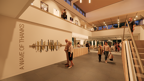 Artist's impression of foyer at new Fareham Live venue