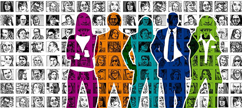 Image of colourful silhouettes of people