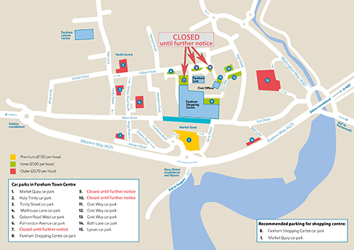 Map of town centre car parks
