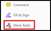 Screenshot of menu showing 'more tools' highlighted