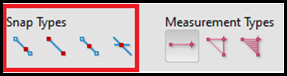 Screenshot of measuring toolbar showing snap types highlighted