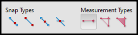 Screenshot of toolbar showing snap types and measurement types