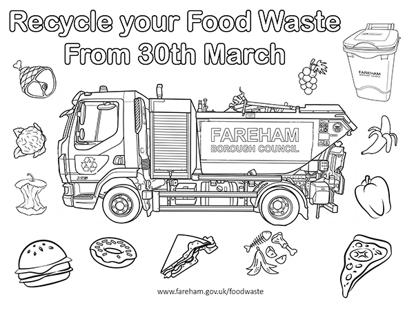 Colouring sheet for food waste and recycling