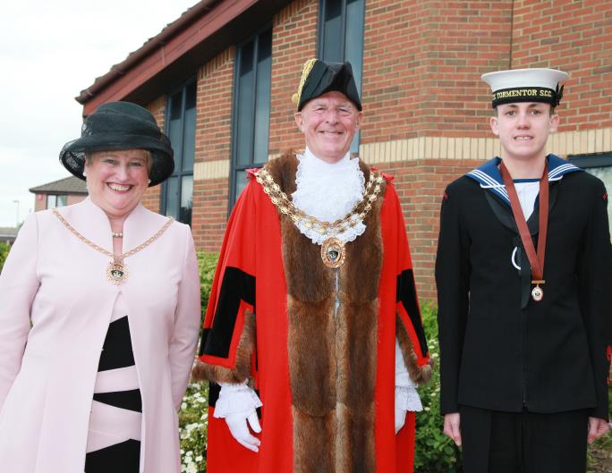 Mayor & Mayoress of Fareham and Mayor's Cadet James Praine 