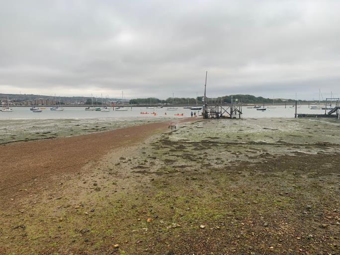 Photo of beach with kayaks in distance