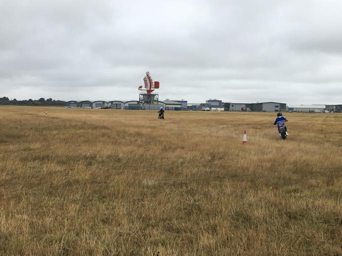 Photo of children on motorcycles in a field