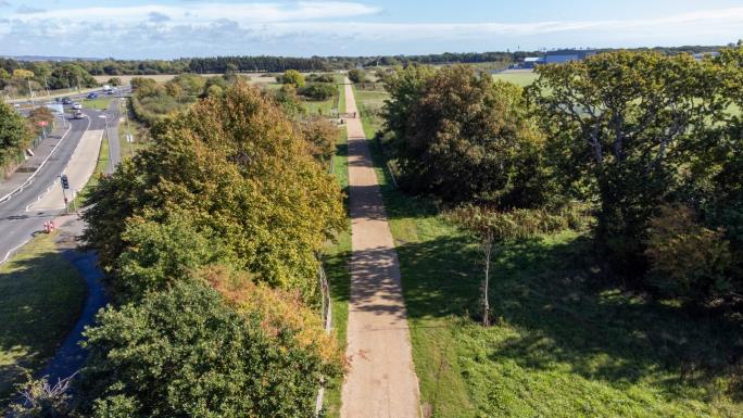 Aerial photo of path