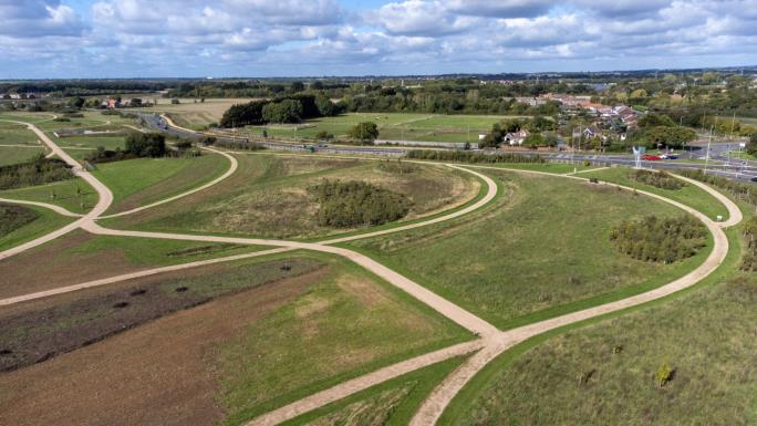 Aerial photo of paths