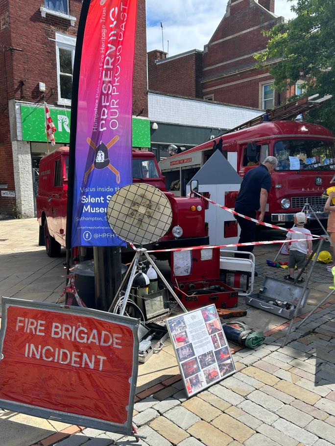 Display of classic fire engines and equipment