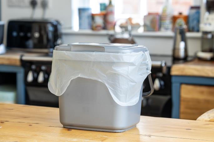 1. Line your kitchen caddy