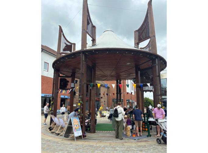 People under Fareham's town centre bandstand