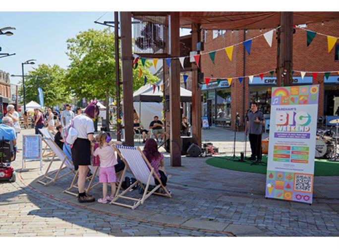 People under Fareham's town centre bandstand