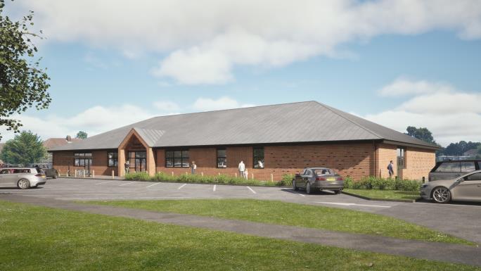 Front of community centre - CGI for illustrative purposes and may be subject to change