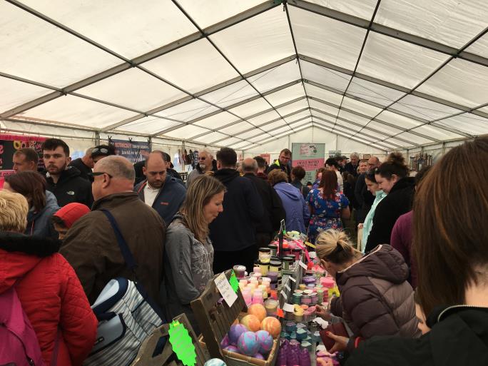 View of inside of the shopping marquee