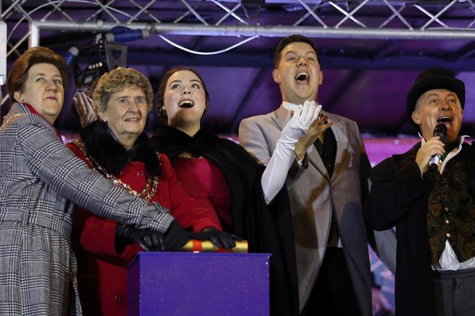 The Mayor turning on the Christmas Lights