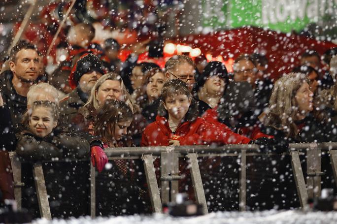 A snowy view of the crowd