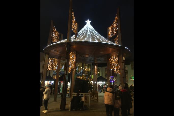 The christmas lights on the Podium