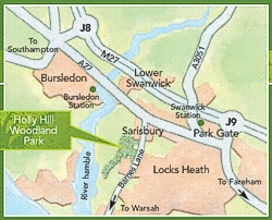A map to show you how to get to Holly Hill Woodland Park
