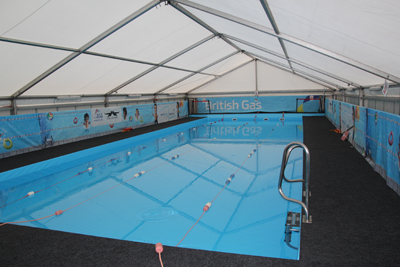 Picture of the temporary pool at Fareham Leisure Centre