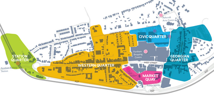map of Fareham Town Centre