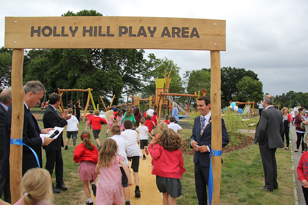 Children running to play area