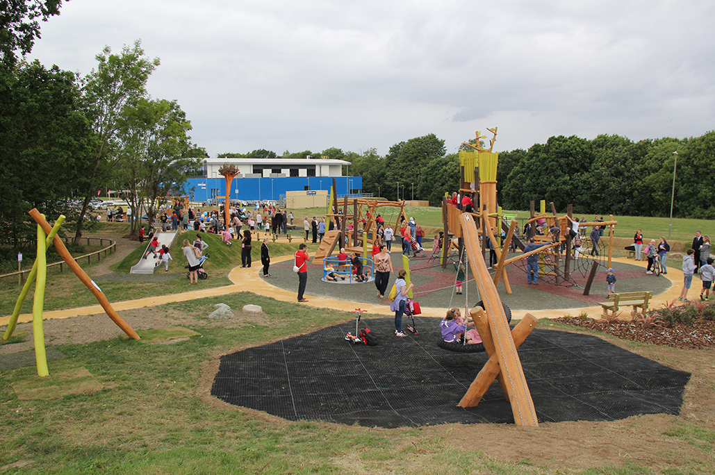 Children using new play area