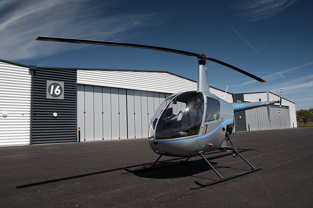 Helicopter outside hanger 16