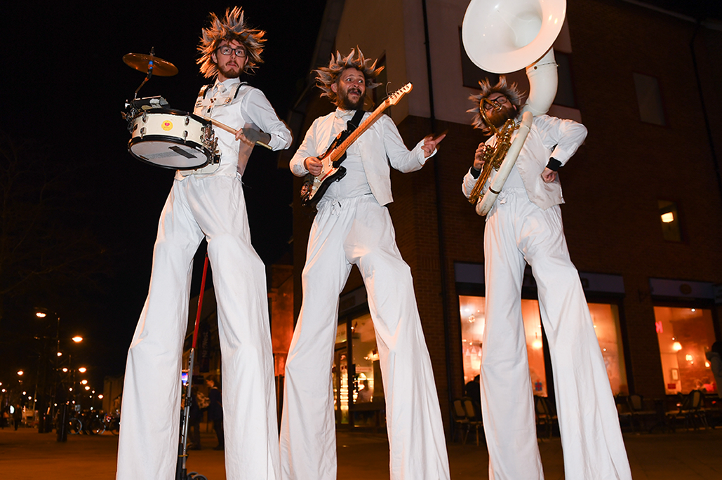 Stilt walking band