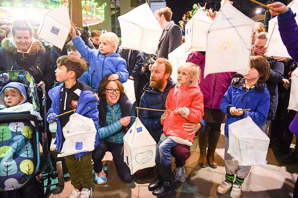 Children with home made lanterns