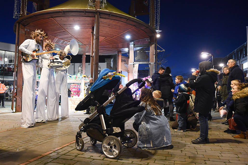 Stilt walking band