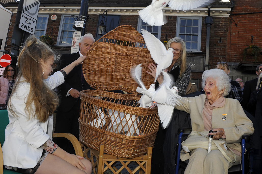 Doves being released