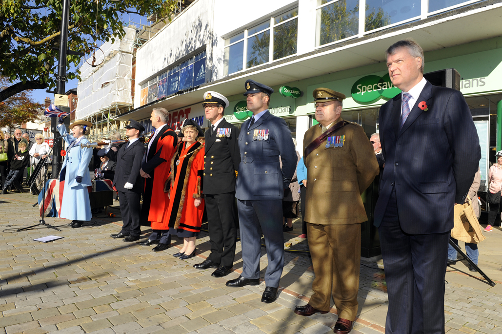 Dignatories lined up before unveiling of memorial