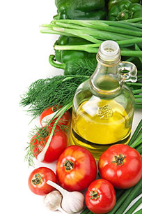 oil and salad vegetables