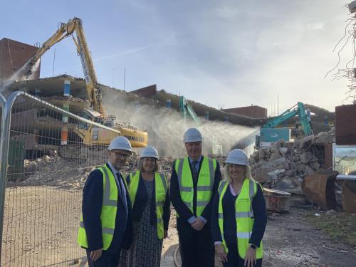 Councillors at demolition site 